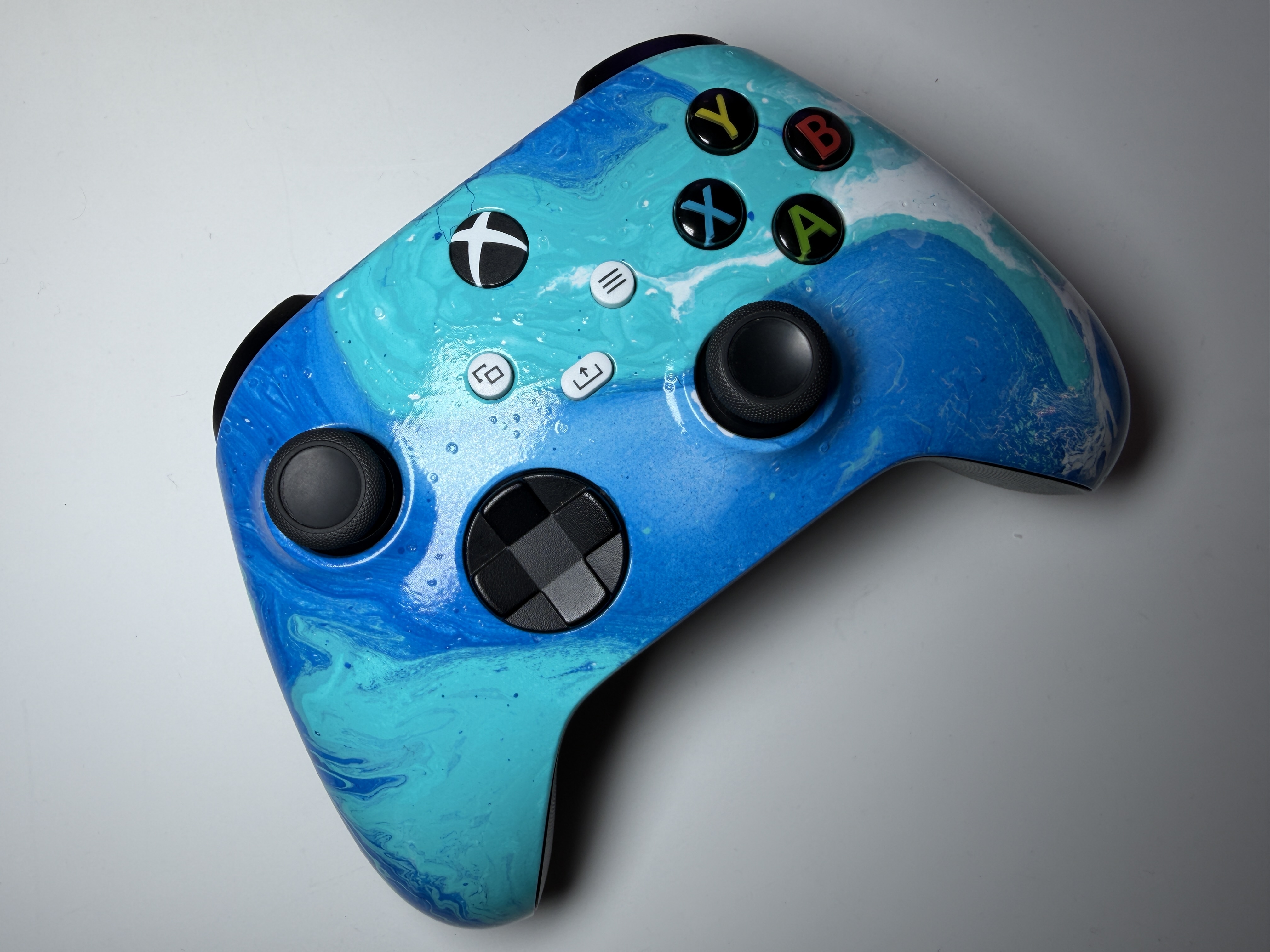 Custom hydro dipped Xbox controller — ocean blue